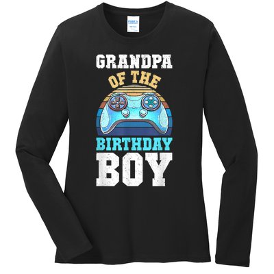 Men Grandpa Of The Birthday Boy Matching Video Gamer Birthday Ladies Long Sleeve Shirt