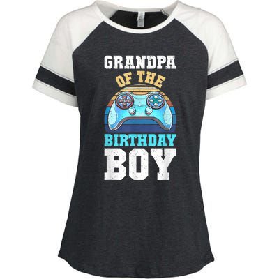 Men Grandpa Of The Birthday Boy Matching Video Gamer Birthday Enza Ladies Jersey Colorblock Tee