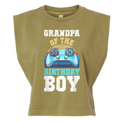 Men Grandpa Of The Birthday Boy Matching Video Gamer Birthday Garment-Dyed Women's Muscle Tee