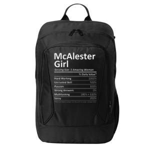 Mcalester Girl Ok Oklahoma Funny City Home Roots City Backpack