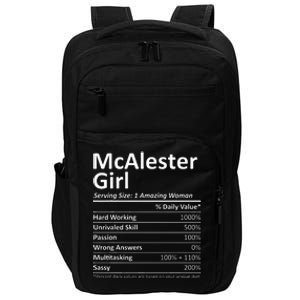 Mcalester Girl Ok Oklahoma Funny City Home Roots Impact Tech Backpack