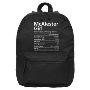 Mcalester Girl Ok Oklahoma Funny City Home Roots 16 in Basic Backpack