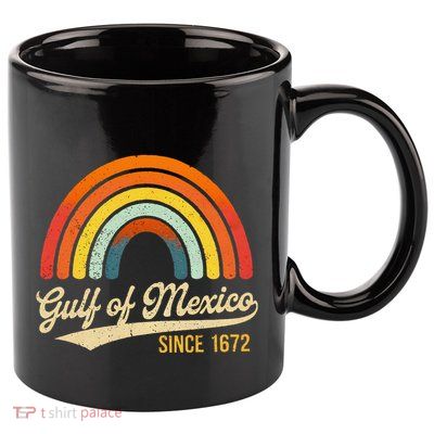 Mexico Gulf Of Mexico Vintage Design Retro Rainbow Sun 11oz C Handle Ceramic Mug
