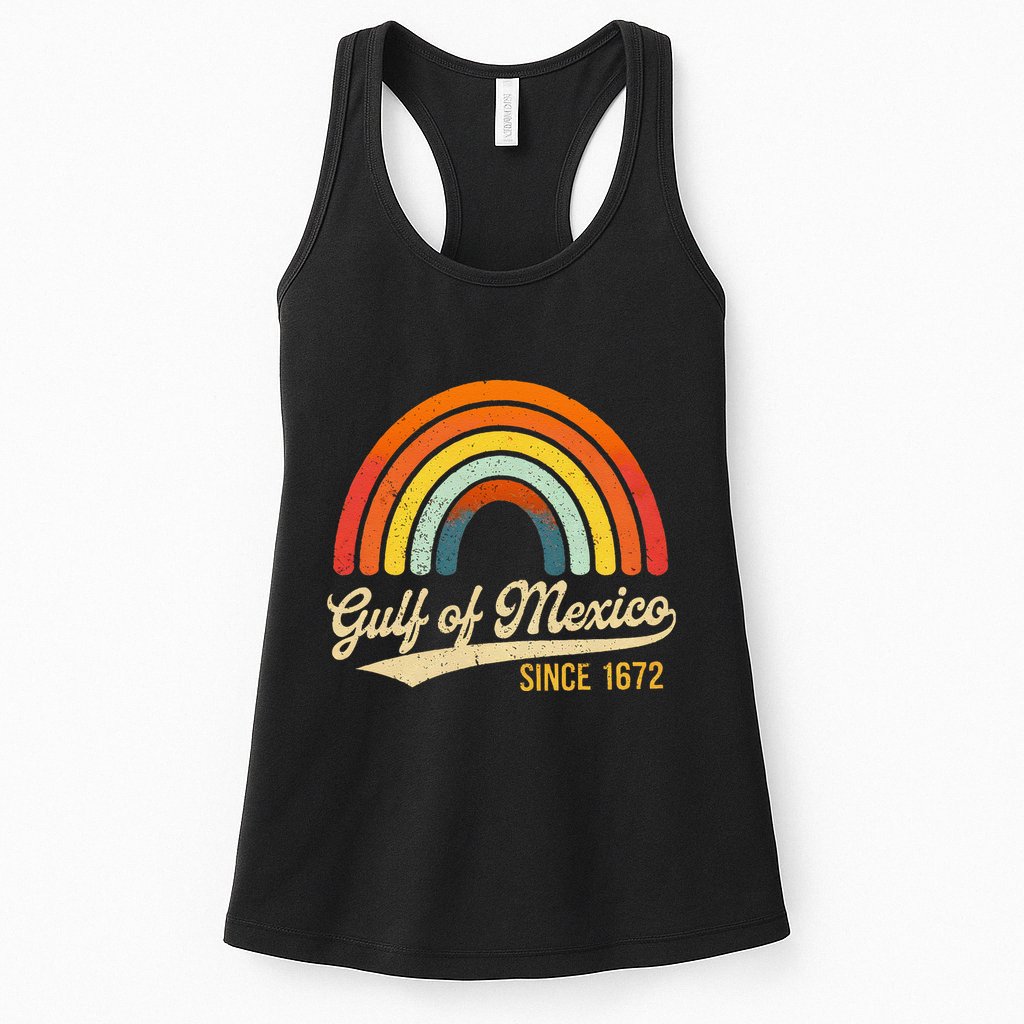 Mexico Gulf Of Mexico Vintage Design Retro Rainbow Sun Womens Tank Top