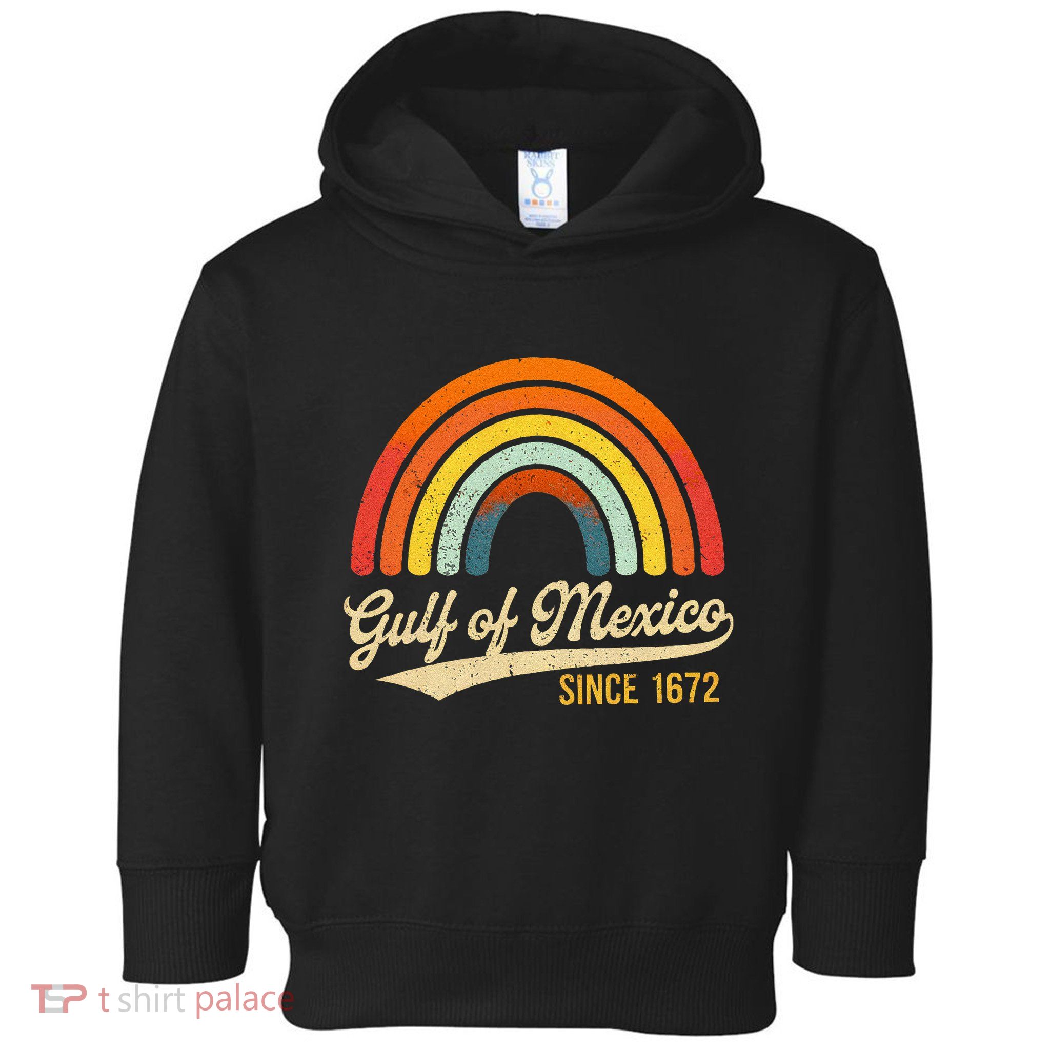 Mexico Gulf Of Mexico Vintage Design Retro Rainbow Sun Toddler Hoodie