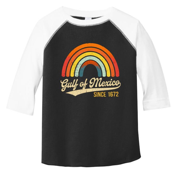 Mexico Gulf Of Mexico Vintage Design Retro Rainbow Sun Toddler Fine Jersey T-Shirt