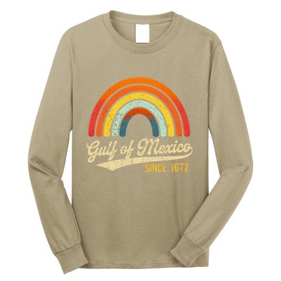 Mexico Gulf Of Mexico Vintage Design Retro Rainbow Sun Long Sleeve Shirt
