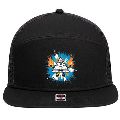 Mountain Gravity Oregon Usa Adventure Awaits Falls Life Eye 7 Panel Mesh Trucker Snapback Hat