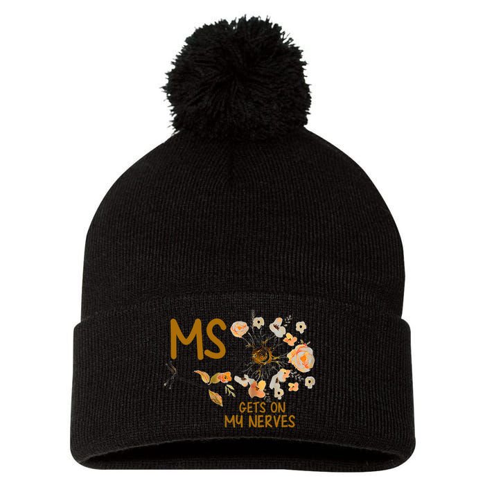 MS Gets On My Nerves Multiple Sclerosis Awareness . Pom Pom 12in Knit Beanie