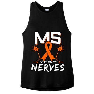 Ms Gets On My Nerves Multiple Sclerosis Awareness Survivor Cool Gift Ladies PosiCharge Tri-Blend Wicking Tank