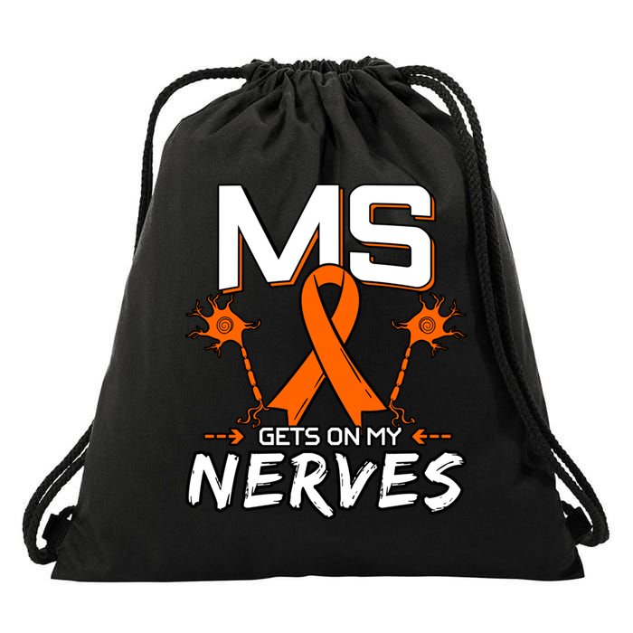 Ms Gets On My Nerves Multiple Sclerosis Awareness Survivor Cool Gift Drawstring Bag