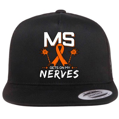 Ms Gets On My Nerves Multiple Sclerosis Awareness Survivor Cool Gift Flatbill Hat
