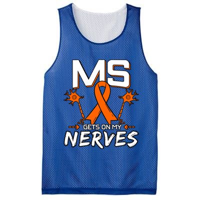 Ms Gets On My Nerves Multiple Sclerosis Awareness Survivor Cool Gift Mesh Reversible Basketball Jersey Tank