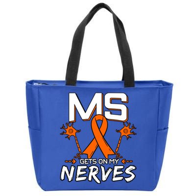 Ms Gets On My Nerves Multiple Sclerosis Awareness Survivor Cool Gift Zip Tote Bag