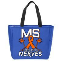Ms Gets On My Nerves Multiple Sclerosis Awareness Survivor Cool Gift Zip Tote Bag