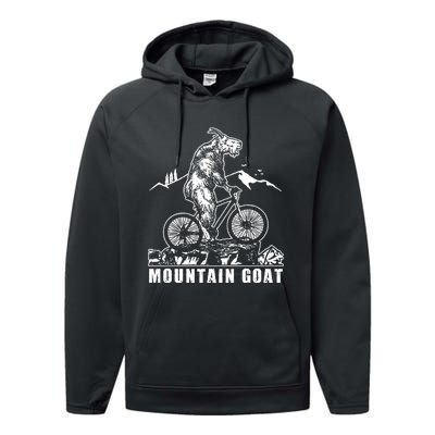 Mountain Goat On A Mountain Bike Cool Performance Fleece Hoodie