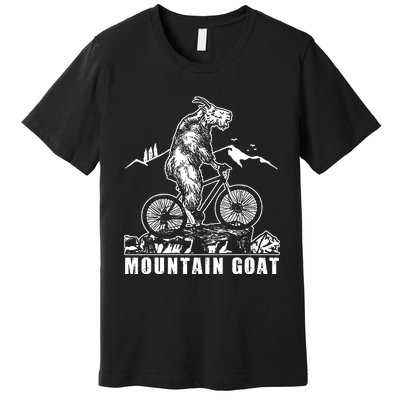 Mountain Goat On A Mountain Bike Cool Premium T-Shirt