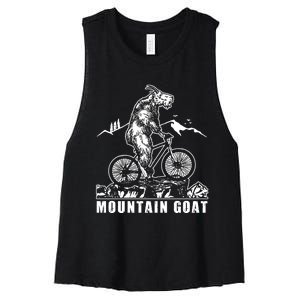 Mountain Goat On A Mountain Bike Cool Women's Racerback Cropped Tank