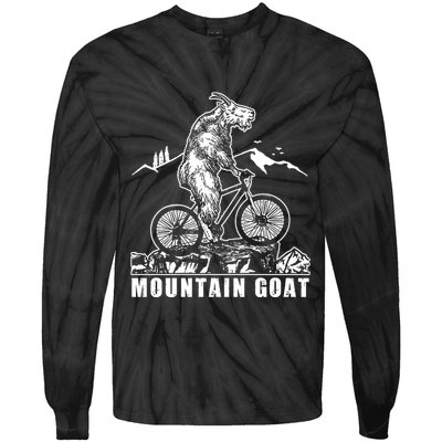 Mountain Goat On A Mountain Bike Cool Tie-Dye Long Sleeve Shirt