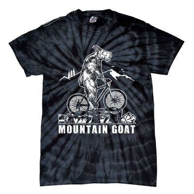 Mountain Goat On A Mountain Bike Cool Tie-Dye T-Shirt