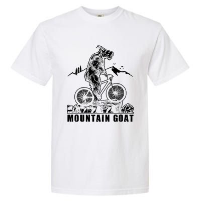 Mountain Goat On A Mountain Bike Cool Garment-Dyed Heavyweight T-Shirt