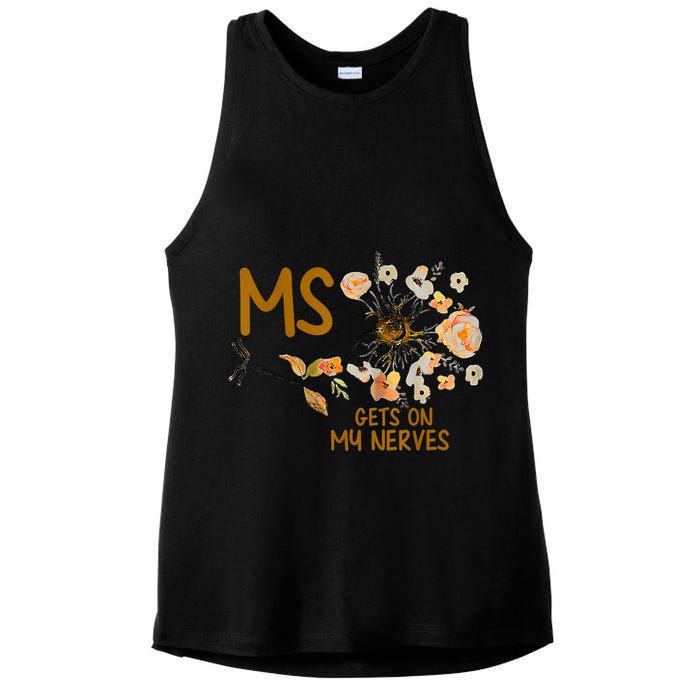 MS Gets On My Nerves Multiple Sclerosis Awareness Ladies PosiCharge Tri-Blend Wicking Tank