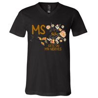 MS Gets On My Nerves Multiple Sclerosis Awareness V-Neck T-Shirt