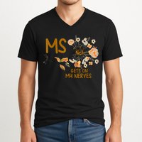 MS Gets On My Nerves Multiple Sclerosis Awareness V-Neck T-Shirt