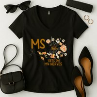 MS Gets On My Nerves Multiple Sclerosis Awareness Women's V-Neck T-Shirt