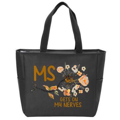 MS Gets On My Nerves Multiple Sclerosis Awareness Zip Tote Bag