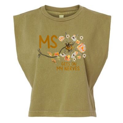 MS Gets On My Nerves Multiple Sclerosis Awareness Garment-Dyed Women's Muscle Tee