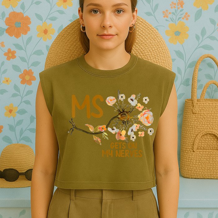 MS Gets On My Nerves Multiple Sclerosis Awareness Garment-Dyed Women's Muscle Tee