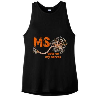 MS Get On My Nerves Multiple Sclerosis Awareness Ladies PosiCharge Tri-Blend Wicking Tank