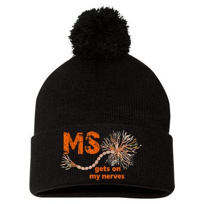 MS Get On My Nerves Multiple Sclerosis Awareness Pom Pom 12in Knit Beanie