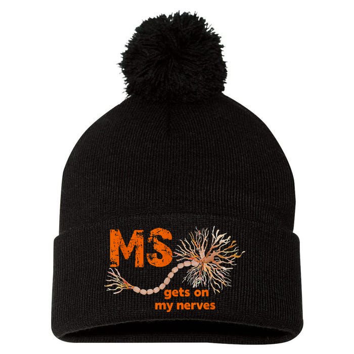 MS Get On My Nerves Multiple Sclerosis Awareness Pom Pom 12in Knit Beanie