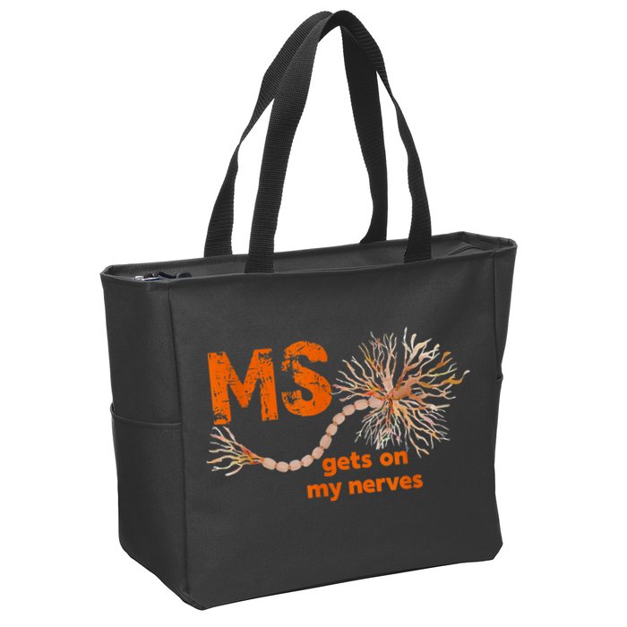 MS Get On My Nerves Multiple Sclerosis Awareness Zip Tote Bag