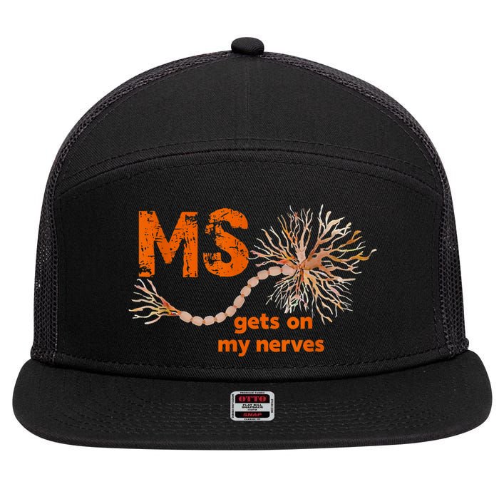 MS Get On My Nerves Multiple Sclerosis Awareness 7 Panel Mesh Trucker Snapback Hat