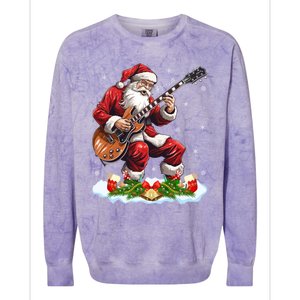 Music Guitar Player Guitarist Santa Playing Guitar Christma Great Gift Colorblast Crewneck Sweatshirt