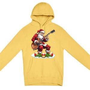 Music Guitar Player Guitarist Santa Playing Guitar Christma Great Gift Premium Pullover Hoodie