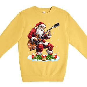 Music Guitar Player Guitarist Santa Playing Guitar Christma Great Gift Premium Crewneck Sweatshirt