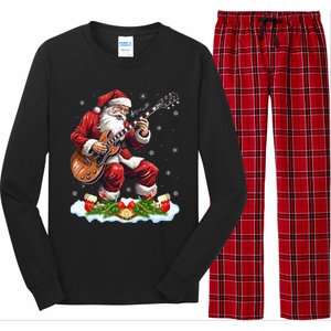 Music Guitar Player Guitarist Santa Playing Guitar Christma Great Gift Long Sleeve Pajama Set