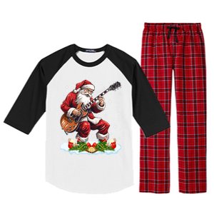 Music Guitar Player Guitarist Santa Playing Guitar Christma Great Gift Raglan Sleeve Pajama Set