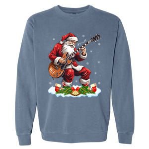 Music Guitar Player Guitarist Santa Playing Guitar Christma Great Gift Garment-Dyed Sweatshirt