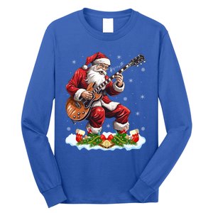 Music Guitar Player Guitarist Santa Playing Guitar Christma Great Gift Long Sleeve Shirt