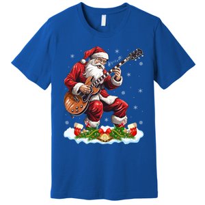 Music Guitar Player Guitarist Santa Playing Guitar Christma Great Gift Premium T-Shirt