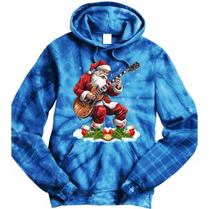 Music Guitar Player Guitarist Santa Playing Guitar Christma Great Gift Tie Dye Hoodie