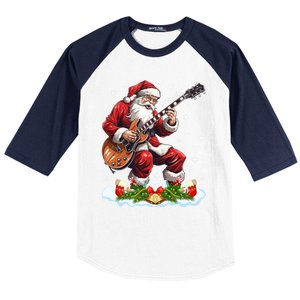 Music Guitar Player Guitarist Santa Playing Guitar Christma Great Gift Baseball Sleeve Shirt