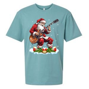 Music Guitar Player Guitarist Santa Playing Guitar Christma Great Gift Sueded Cloud Jersey T-Shirt