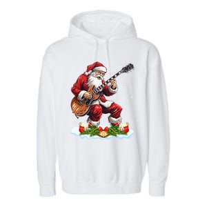 Music Guitar Player Guitarist Santa Playing Guitar Christma Great Gift Garment-Dyed Fleece Hoodie