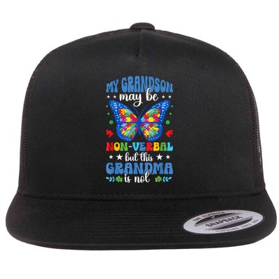 My Grandson Proud Autism Grandma Autism Warrior Grandma Flat Bill Trucker Hat